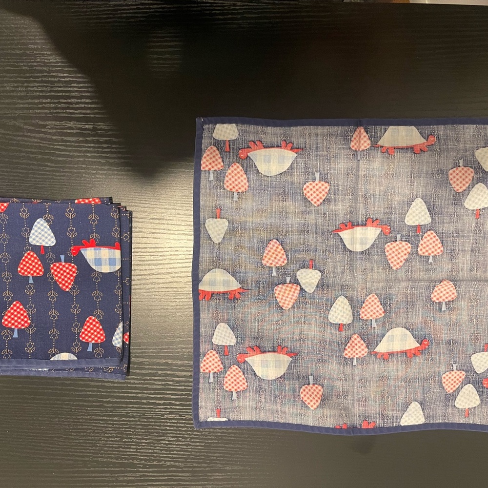 5 Kids Navy Blue Turtle Pattern Handkerchief Set - Picture 6 of 10